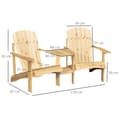 Miniatyrbilde 4 av 10: Adirondack Hagestol Med Bord Og Paraplyhull 2-Seters Hagestol Sittegruppe Hagemøbler Til Balkong Heltre Naturlig 178 X 87 X 92 Cm