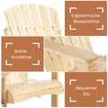 Miniatyrbilde 6 av 10: Adirondack Hagestol Med Bord Og Paraplyhull 2-Seters Hagestol Sittegruppe Hagemøbler Til Balkong Heltre Naturlig 178 X 87 X 92 Cm