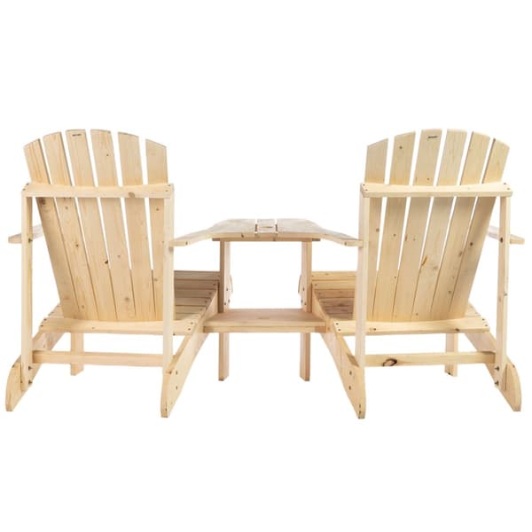 Adirondack Hagestol Med Bord Og Paraplyhull 2-Seters Hagestol Sittegruppe Hagemøbler Til Balkong Heltre Naturlig 178 X 87 X 92 Cm