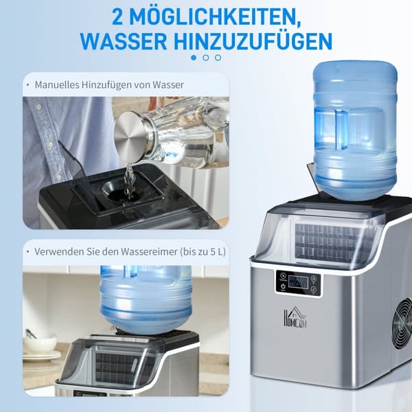 Isbitmaskin 20 Kg/24 Timer 2,3 L Isbitmaskin Med 3,2 L Vanntank Isbitmaskin Selvrensende Rustfritt Stål Sølv 25,2 X 36 X 37,1 Cm
