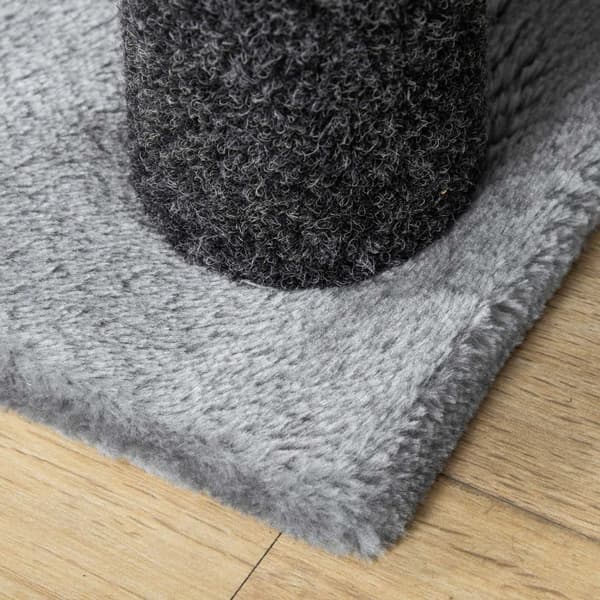 Pet Trappe Kattetrappe Med Kradsestolpe Bold 4-Trins Hundetrappe Dyretrappe Spånplade Plys Jute Grå 60 X 40 X 64 Cm