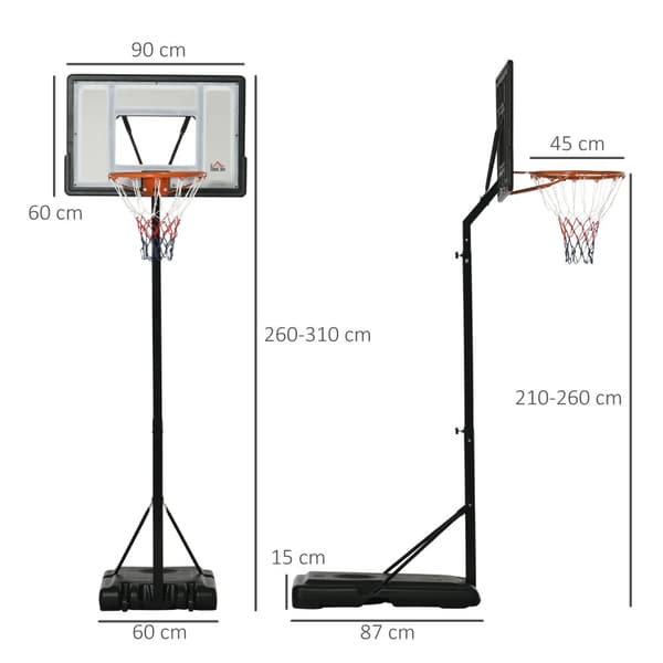 Basketbåge Rullbar Höjd Justerbar 260-310Cm Stativ