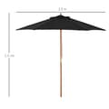 Miniatyrbilde 4 av 10: Parasoll Hageparaply 3-Lags, Solbeskyttelse, Bambus & 180/㎡ Polyester, Svart, Ø2,5X2,3M