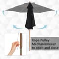 Miniatyrbilde 7 av 10: Parasoll Hageparaply 3-Lags, Solbeskyttelse, Bambus & 180/㎡ Polyester, Svart, Ø2,5X2,3M