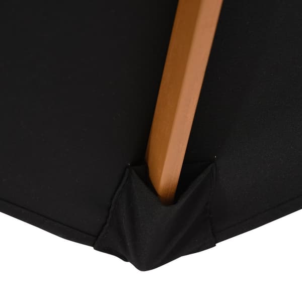 Parasoll Hageparaply 3-Lags, Solbeskyttelse, Bambus & 180/㎡ Polyester, Svart, Ø2,5X2,3M