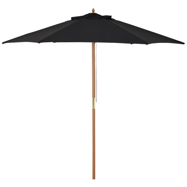 Parasoll Hageparaply 3-Lags, Solbeskyttelse, Bambus & 180/㎡ Polyester, Svart, Ø2,5X2,3M