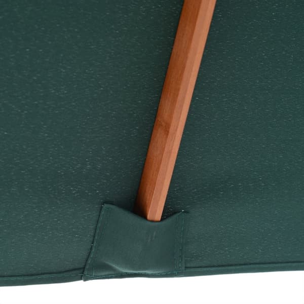 Parasol Sammenleggbar Hageparaply Laget Av Grantre, Justerbar Til 3 Nivåer, Grønn, 200X150X230Cm