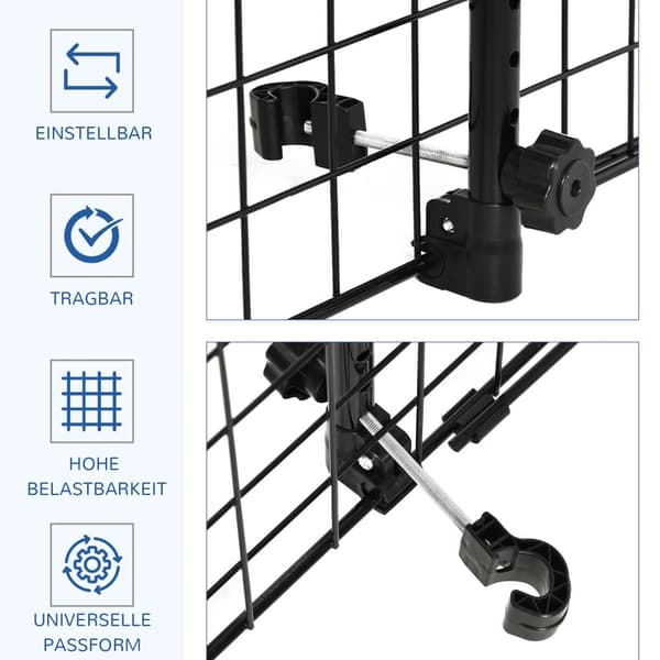 Hundevagt Bil Universal Justerbar Bagagerumsgitter Metal Sort (91-152) X 30 Cm