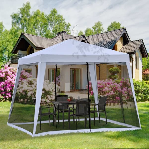 Garden Gazebo Pavilion Marquee Partytelt Værbestandig Telt Med Myggnett Metall + Polyestergrå 3 X 3 M