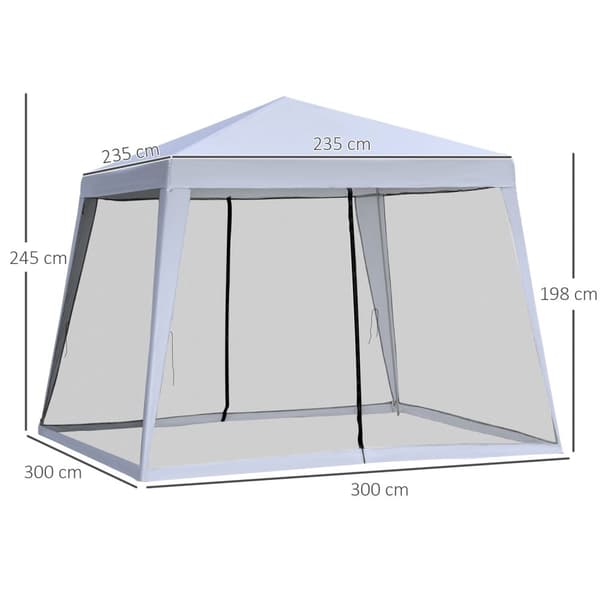 Garden Gazebo Pavilion Marquee Partytelt Værbestandig Telt Med Myggnett Metall + Polyestergrå 3 X 3 M