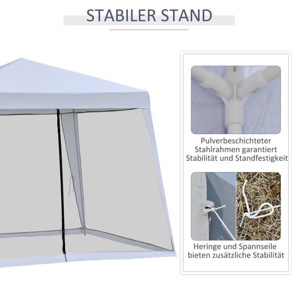 Garden Gazebo Pavilion Marquee Partytelt Værbestandig Telt Med Myggnett Metall + Polyestergrå 3 X 3 M