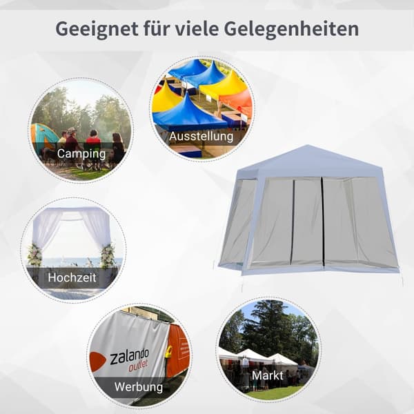 Garden Gazebo Pavilion Marquee Partytelt Værbestandig Telt Med Myggnett Metall + Polyestergrå 3 X 3 M