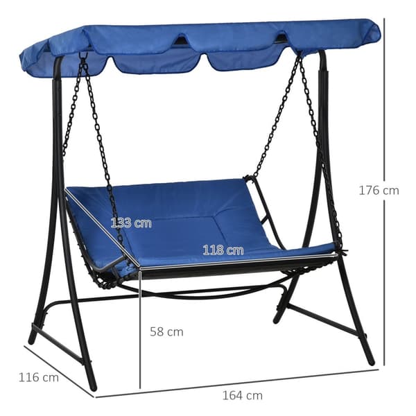 Swing Lounger Hollywood Swing Garden Lounger Med Tag Til 2 Personer Stålblå 164 X 116 X 176 Cm