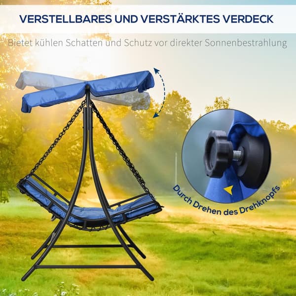 Swing Lounger Hollywood Swing Garden Lounger Med Tag Til 2 Personer Stålblå 164 X 116 X 176 Cm