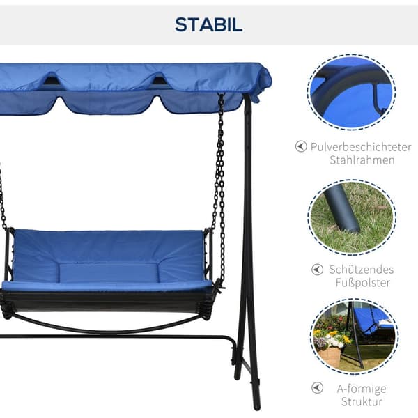 Swing Lounger Hollywood Swing Garden Lounger Med Tag Til 2 Personer Stålblå 164 X 116 X 176 Cm