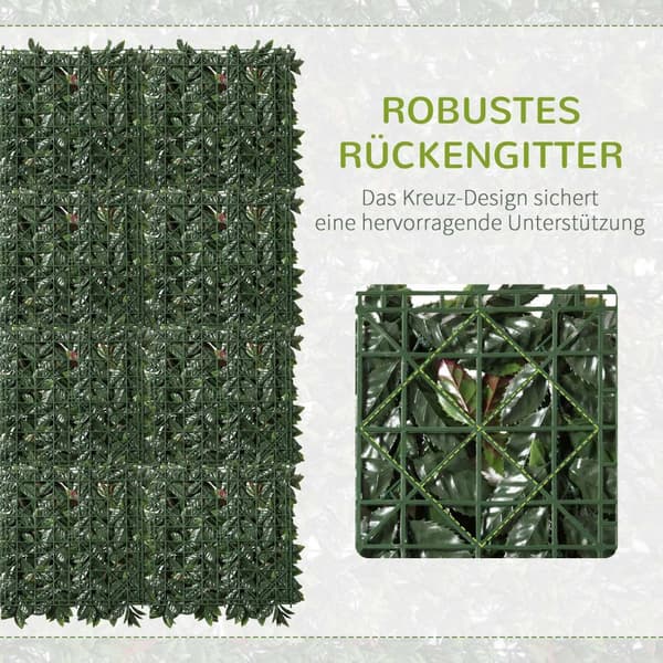 Kunstig Planteveggpakke Med 12 Uv-Beskyttelsesskjerm, Loquat Design, 50 X 50 Cm, For Utendørs Hage