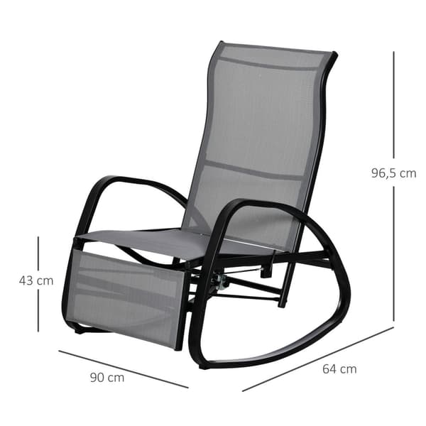 Gyngestol Gyngestol Med Ryglæn Haveseng Gyngestol Med Fodstøtte Justerbar Op Til 160 Kg Textline Grå 90 X 64 X 96,5 Cm