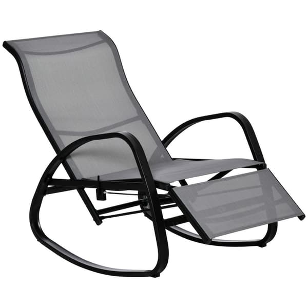 Gyngestol Gyngestol Med Ryglæn Haveseng Gyngestol Med Fodstøtte Justerbar Op Til 160 Kg Textline Grå 90 X 64 X 96,5 Cm