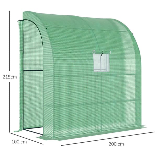 Folie Drivhus Drivhus Med 2 Dører Planteheising Uv-Beskyttelse Stål Pe Grønn 200 X 100 X 215 Cm