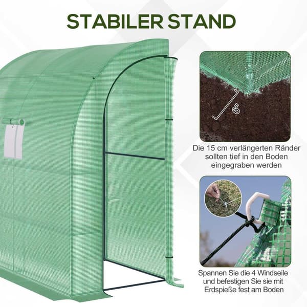 Folie Drivhus Drivhus Med 2 Dører Planteheising Uv-Beskyttelse Stål Pe Grønn 200 X 100 X 215 Cm