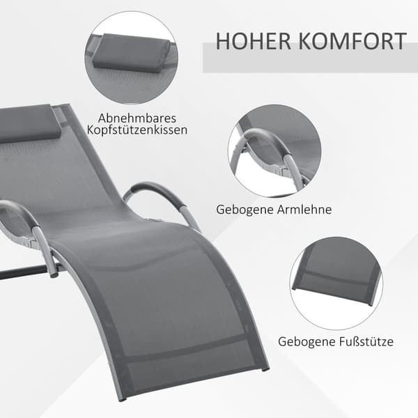 Have Liggestole Med Hynder Solseng Relax Liggestol Ergonomisk Aluminium Tekstlinje Grå 160 X 60 X 65 Cm