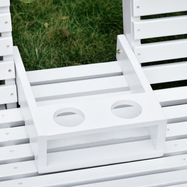 Hængende Bænk Havegynge Gyngebænk Med Foldbart Sofabord Til 2-3 Personer Grantræ Terrasse Komfortabel 150 X 75 X 53 Cm Hvid