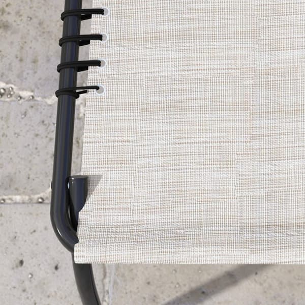Solseng Sammenleggbar Hage Solseng Sammenleggbar Solseng Hage 4-Trinns Ryggstøtte Justerbar Stålnettstoff Beige 197 X 58 X 76 Cm