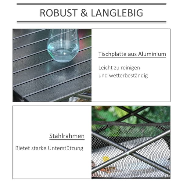 Campingbord Sammenleggbart Aluminium Sammenleggbart Bord Lett Bærbar Med Mesh Bag Svart 70X70X69Cm