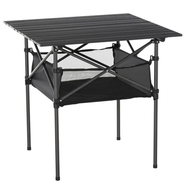 Campingbord Sammenleggbart Aluminium Sammenleggbart Bord Lett Bærbar Med Mesh Bag Svart 70X70X69Cm