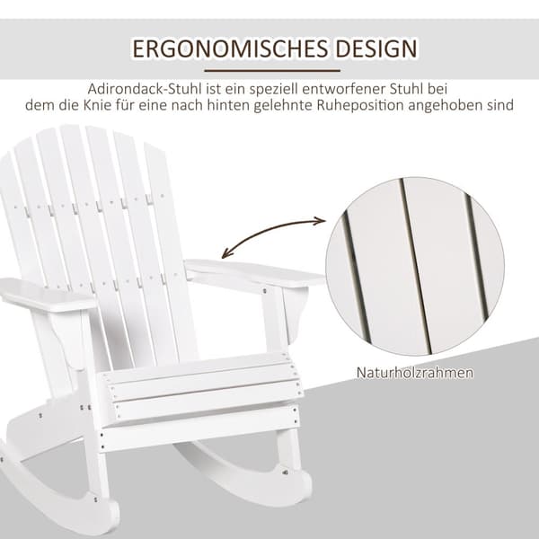 Adirondack Havestol Gyngestol Gyngestol Havestol Havemøbler Balkon Stol Hvid 77 X 94 X 97 Cm