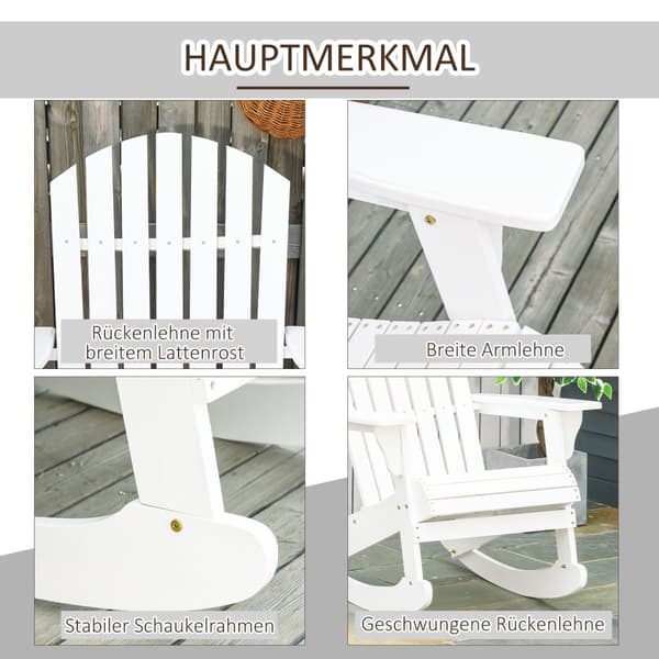 Adirondack Havestol Gyngestol Gyngestol Havestol Havemøbler Balkon Stol Hvid 77 X 94 X 97 Cm