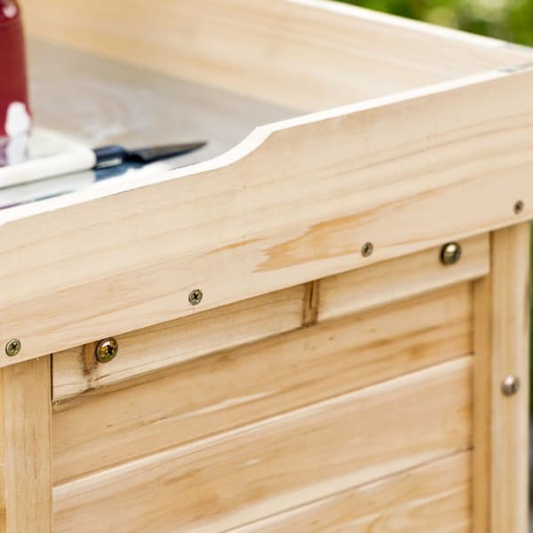 Haveskab Plantebord Med Underskab Træ Udstyr Skab Skab Med 2 Hylder Redskabsskur Haveskur Udendørs Natur 83 X 40 X 92 Cm