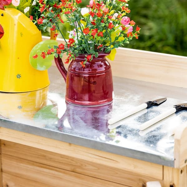 Haveskab Plantebord Med Underskab Træ Udstyr Skab Skab Med 2 Hylder Redskabsskur Haveskur Udendørs Natur 83 X 40 X 92 Cm