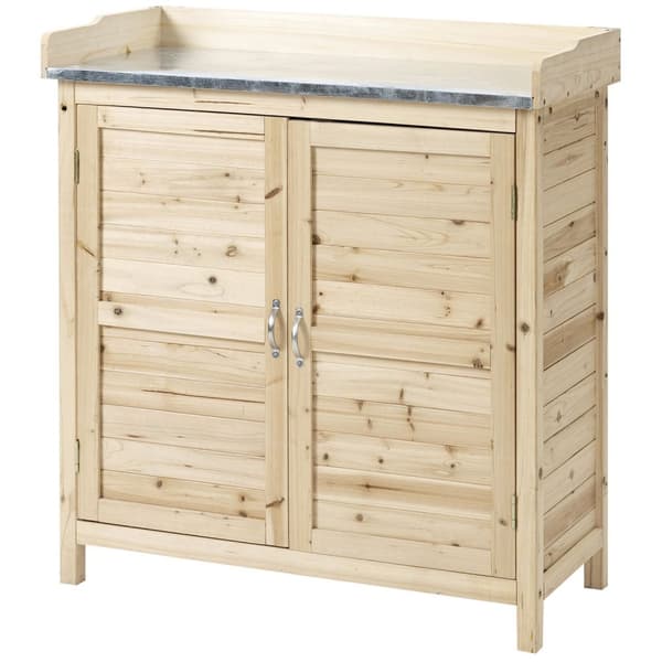 Haveskab Plantebord Med Underskab Træ Udstyr Skab Skab Med 2 Hylder Redskabsskur Haveskur Udendørs Natur 83 X 40 X 92 Cm