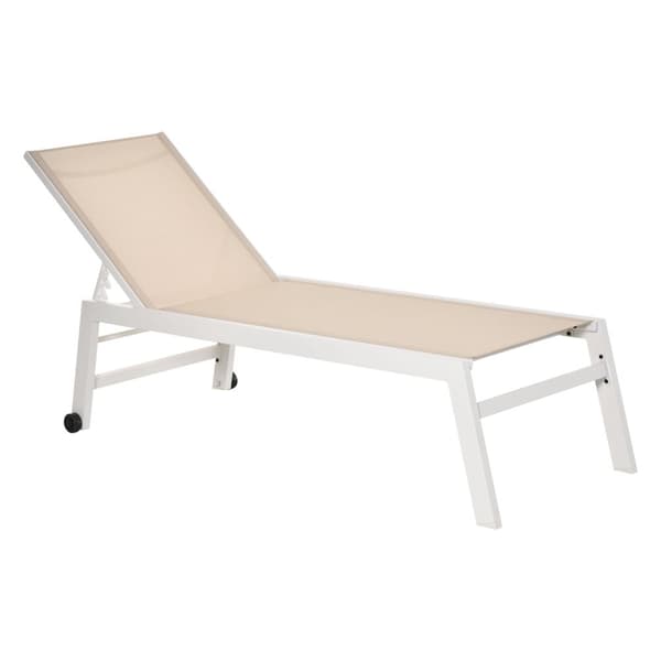 Garden Lounger 5-Trinns Ryggstøtte Aluminium Creme White 169X65X102Cm