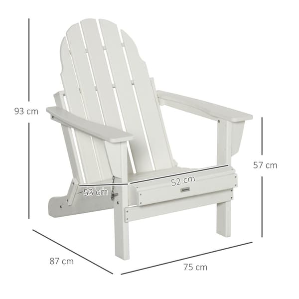 Adirondack Hagestol Sammenleggbar Hagestol Balkongstol Hagemøbler Hvit 75X87X93Cm