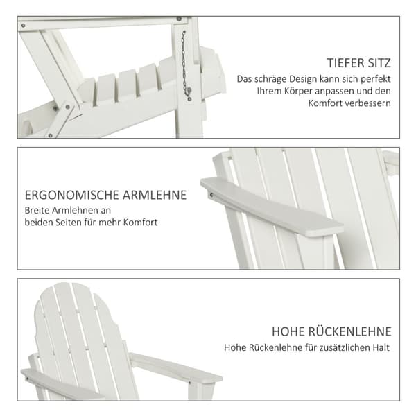 Adirondack Hagestol Sammenleggbar Hagestol Balkongstol Hagemøbler Hvit 75X87X93Cm
