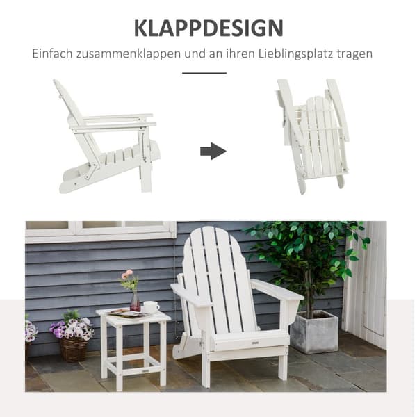 Adirondack Hagestol Sammenleggbar Hagestol Balkongstol Hagemøbler Hvit 75X87X93Cm