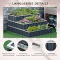 Miniatyrbild 7 av 10: Steel Upphöjd Säng 3-Vånings Trädgårdssäng Med T-Shape Växtskyltar Handskar Växtbädd Örtbädd Blomstrappa För Balkong Trädgård Mörkgrå 118 X 118 X 62 C