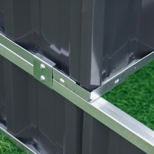Steel Upphöjd Säng 3-Vånings Trädgårdssäng Med T-Shape Växtskyltar Handskar Växtbädd Örtbädd Blomstrappa För Balkong Trädgård Mörkgrå 118 X 118 X 62 C