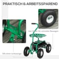 Miniatyrbilde 7 av 10: Hagevogn, Verkstedvogn, Hagesete Med Dreibart Sete, Oppbevaringskurv, Høydejusterbar, 150 Kg Lastekapasitet, Metall + Gummi, Grønn, 81 X 44,5 X 46-59