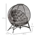 Miniatyrbilde 4 av 10: Papasan Stol Hagestol 2 Kurver Puter Oval Lounge Stol Sammenleggbar Balkong Patio Sand Brun Stål 118X75X139Cm