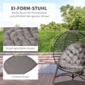 Miniatyrbilde 6 av 10: Papasan Stol Hagestol 2 Kurver Puter Oval Lounge Stol Sammenleggbar Balkong Patio Sand Brun Stål 118X75X139Cm
