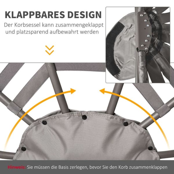 Papasan Stol Hagestol 2 Kurver Puter Oval Lounge Stol Sammenleggbar Balkong Patio Sand Brun Stål 118X75X139Cm