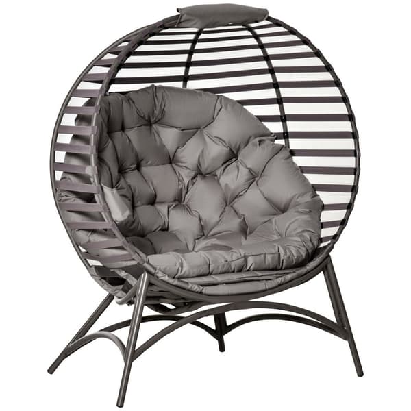 Papasan Stol Hagestol 2 Kurver Puter Oval Lounge Stol Sammenleggbar Balkong Patio Sand Brun Stål 118X75X139Cm