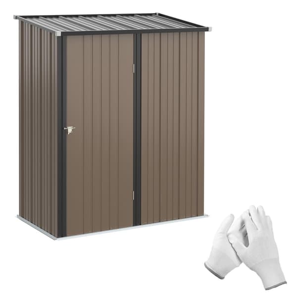 Outsolny Haveskur 1,34 M² Redskabsskur Med Pulttag Af Galvaniseret Stål, 161,5X94,5X196Cm, Brun