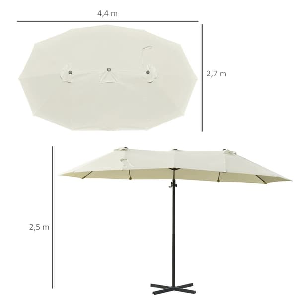Double Parasol Cantilever Sateenvarjo Tuplasateenvarjo Kammella Säädettävä Puutarhasateenvarjo Auringonsuoja Metalli Kermanvalkoinen 440 X 270 X 250 C
