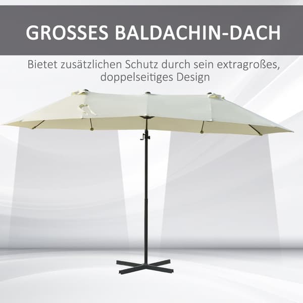 Double Parasol Cantilever Sateenvarjo Tuplasateenvarjo Kammella Säädettävä Puutarhasateenvarjo Auringonsuoja Metalli Kermanvalkoinen 440 X 270 X 250 C