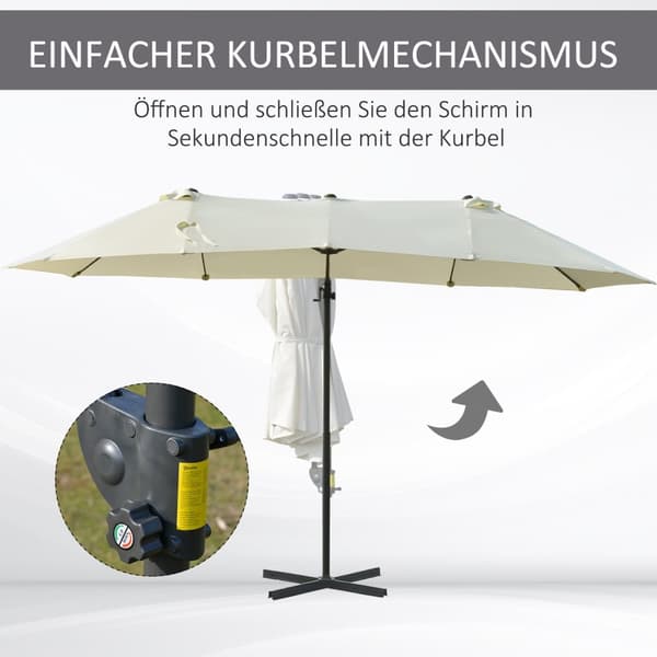 Double Parasol Cantilever Sateenvarjo Tuplasateenvarjo Kammella Säädettävä Puutarhasateenvarjo Auringonsuoja Metalli Kermanvalkoinen 440 X 270 X 250 C