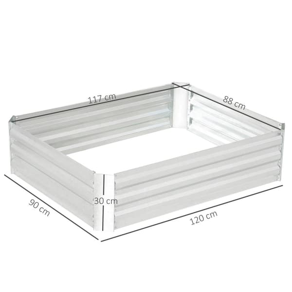 Korotettu Sänky Galvanoidusta Teräksestä Valmistettu Puutarhaistutin Puutarhakukkalaatikkoon Kukkaruukku Hopea 120 X 90 X 30 Cm